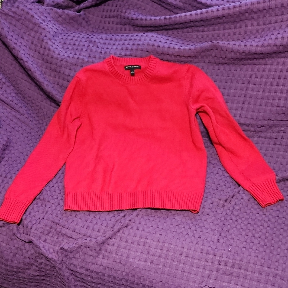 Banana Republic Vibrant Pink Crew Neck Sweater